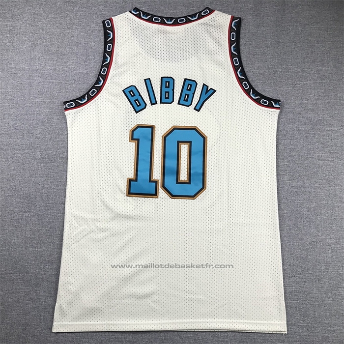 Maillot Memphis Grizzlies Mike Bibby #10 Mitchell & Ness Chainstitch Creme